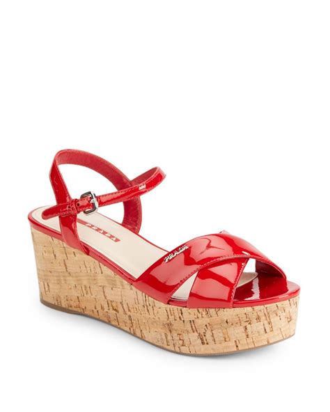 nordstrom prada sandals red|Prada platform wedge sandals.